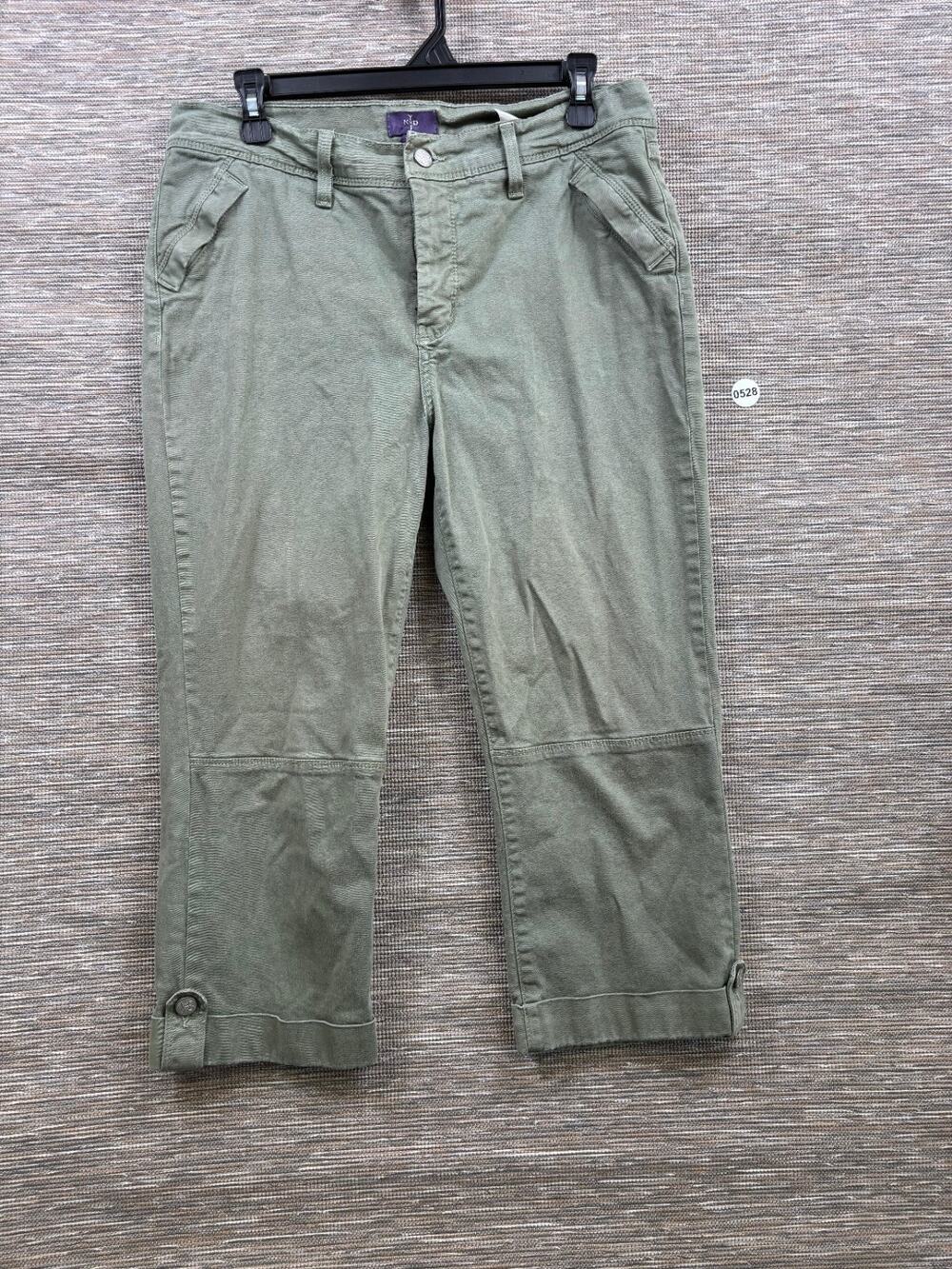 NYDJ Crop Jean Women's Size 12 Sage Green Mid Rise Denim Stretch